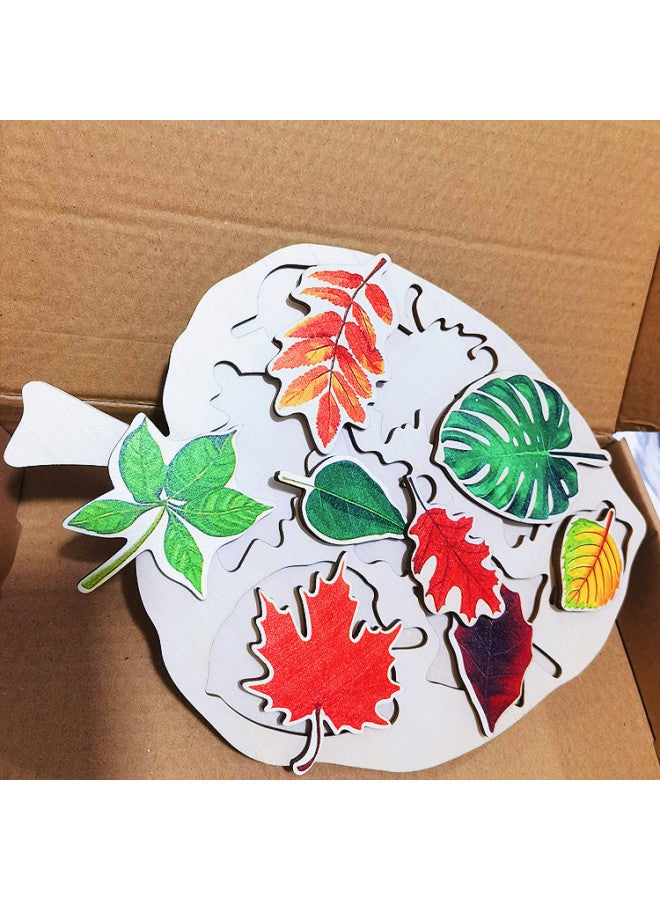 WoodenMontessori Puzzles Wooden Montessori Leaf Puzzle Children's Educational Toys-Color:Leaf Puzzle - Image 4