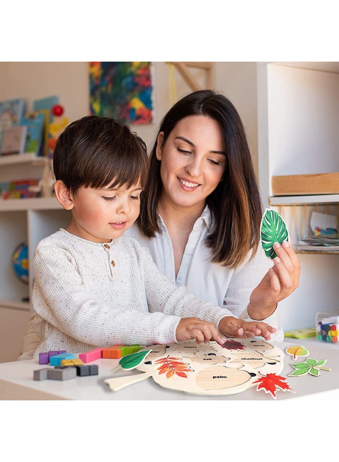 WoodenMontessori Puzzles Wooden Montessori Leaf Puzzle Children's Educational Toys-Color:Leaf Puzzle - Image 5