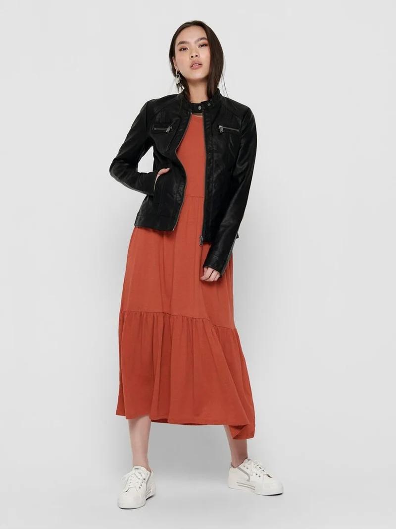 اونلي 15081400 Onlbandıt Faux Leather Bıker Otw Noos Women's Leather Coat and Jacket Black