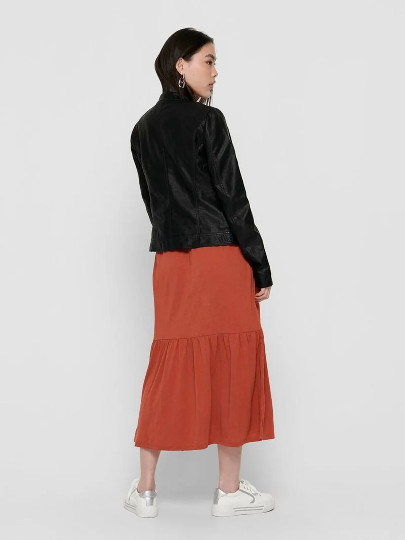 اونلي 15081400 Onlbandıt Faux Leather Bıker Otw Noos Women's Leather Coat and Jacket Black