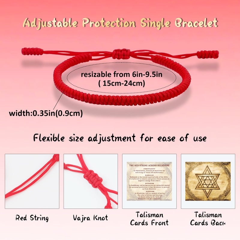 DAYANEY Red Bracelet for Women, Kabbalah Red String Bracelet as Girls Valentines Gifts, Adjustable Protection Braclet, Matching Friend Bracelets with Talisman Tibetan Christian Pulsera Roja Jewelry - Image 5