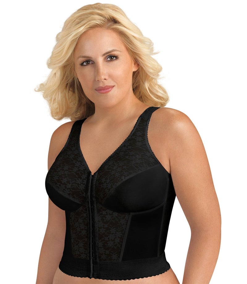 Exquisite Form womens Fully Front Close Longline Lace Posture Bra, Black, 40C US - Image 1