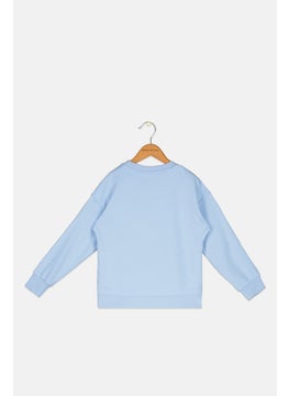 Jack Wills Kids Girl Crew Neck Graphic Print Sweatshirt, Sky Blue  - Image 2