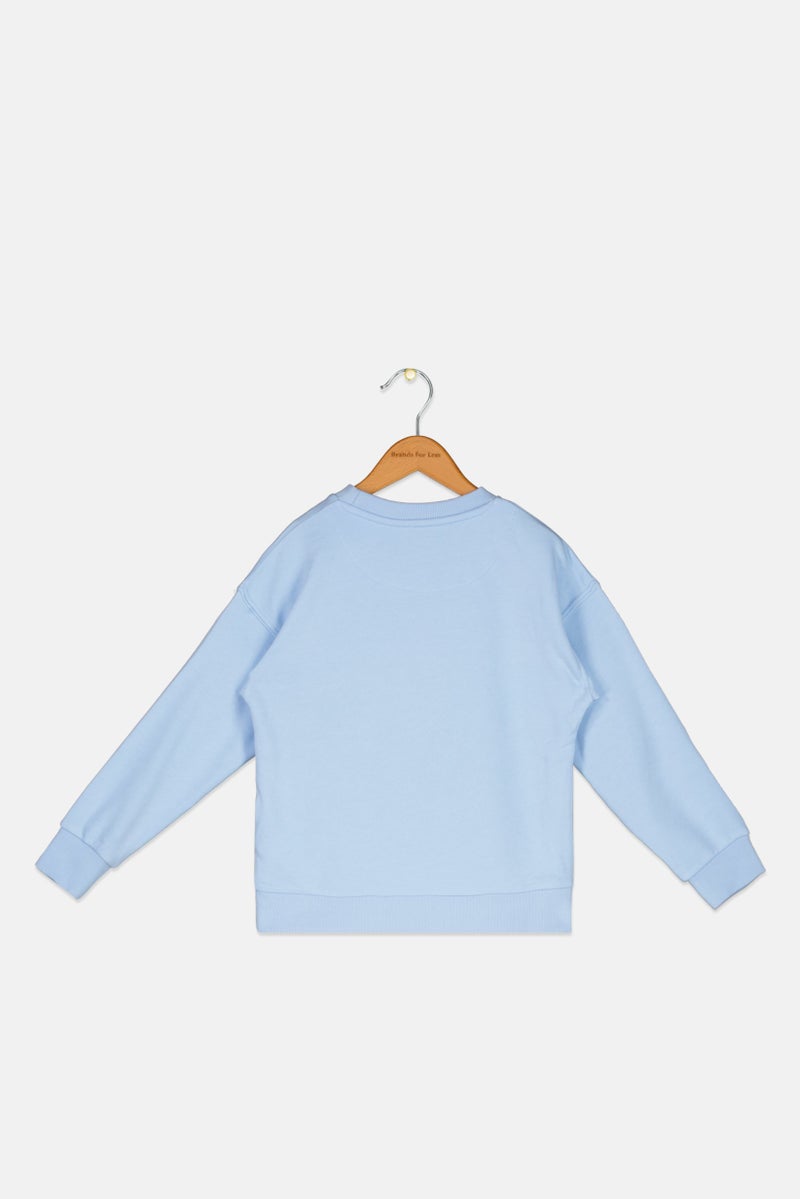 Jack Wills سويت شيرت بنات للأطفال بياقة دائرية بطباعة جرافيك، أزرق سماوي - Image 2