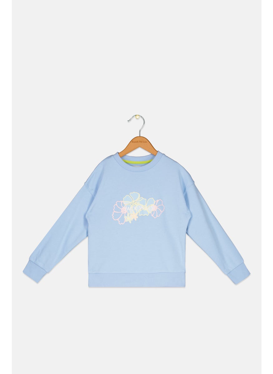 Kids Girl Crew Neck Graphic Print Sweatshirt, Sky Blue - pzsku/Z7C37CDC1629D1D40AB3AZ/45/_/1737642947/89ecd9a7-9d81-4246-bbd9-e529e0f88d39