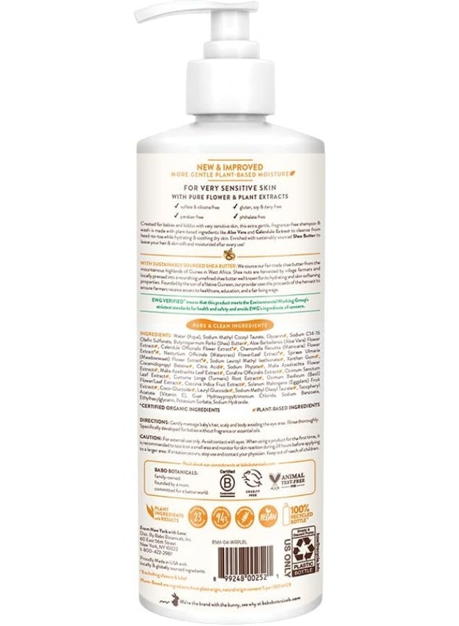 Babo Botanicals Fragrance-Free 2-in-1 Baby Shampoo & Wash - Shea Butter, Calendula & Aloe - EWG Verified, Cruelty-Free, Vegan - Pediatrician Tested - 16 Fl Oz - Image 2