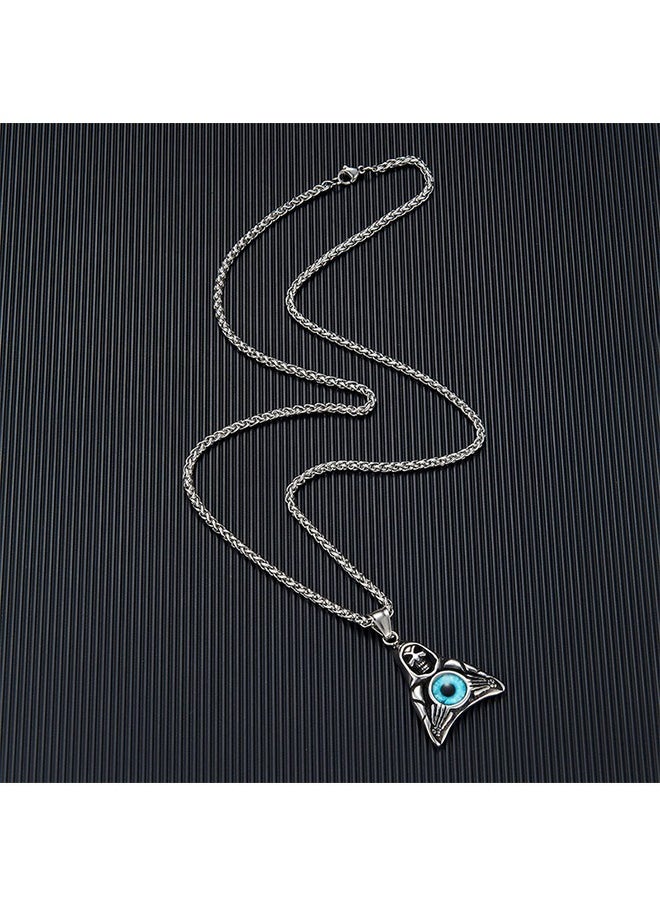 Beyond Triangle Ghost Head Pendant Necklace, Anti Rust and Anti Fading Stainless Steel Necklace, Fashion Gift for Man (Silver+Blue)  - Image 5
