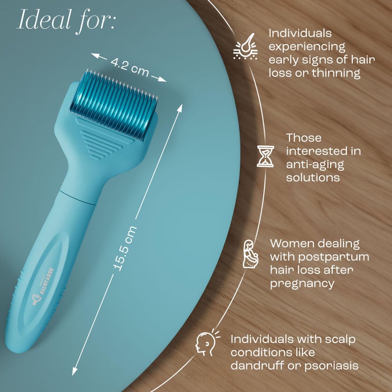 Vitalysse Scalp Derma Roller â€“ 0.25mm Microneedling Tool for Hair & Scalp â€“ 1200 Titanium Needles, Replaceable Head, CE Certified â€“ Hair Care for Men & Women â€“ Proudly Canadian - Image 4