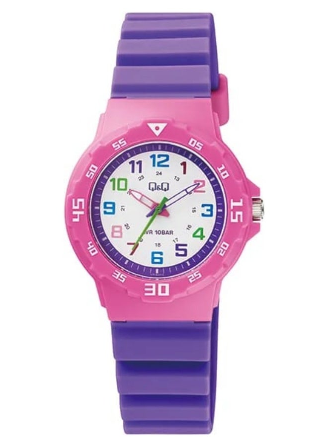Q&Q Kids Unisex Analog Quartz Watch VR19J013Y, Pink/Purple Strap - Image 1
