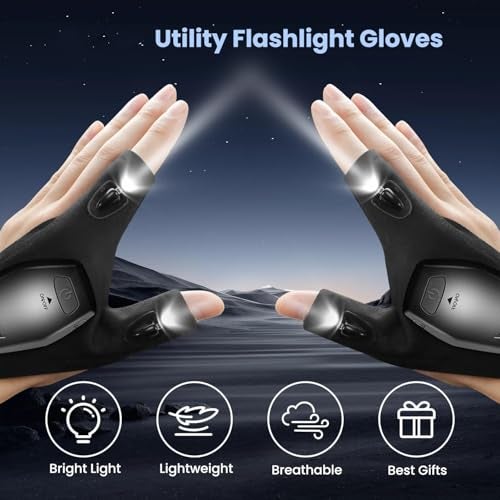 BIRDLINE LED Flashlight Gloves, USB Rechargable Flashlight Glove, Cool Camping Gadgets for Men & Women, Adjustable Flashlight Gloves for Fishing, Camping, Hiking, Cycling Best Unique Birthday Gifts - Image 4