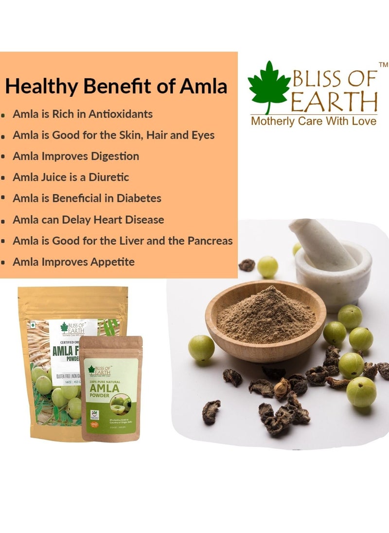BLISS OF EARTH 100% Pure Natural AMLA Powder 100GM Indian Gooseberry Great For Hair Conditioning & Hair Coloring Mixture Natural Vitamin C & Antioxidants Pack of 3  - Image 3