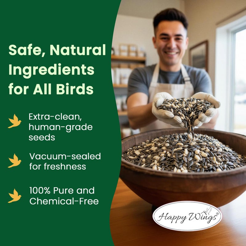 Happy Wings No Grow Bird Seed Mix 5lb - Songbird Bird Seed with Sunflower, Safflower & Peanuts - No Mess Birdseed for Outside Feeders - Suitable Birdseed for Wild Birds - Image 3