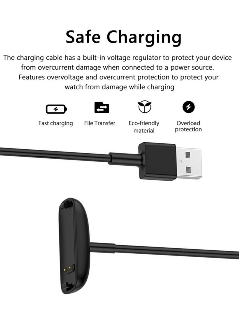 شاحن كابل شحن USB لـ Fitbit Inspire 3، كابل شحن مع مشبك، قاعدة شحن بديلة لـ Fitbit Inspire 3، أجزاء بطول 100 سم - Image 5
