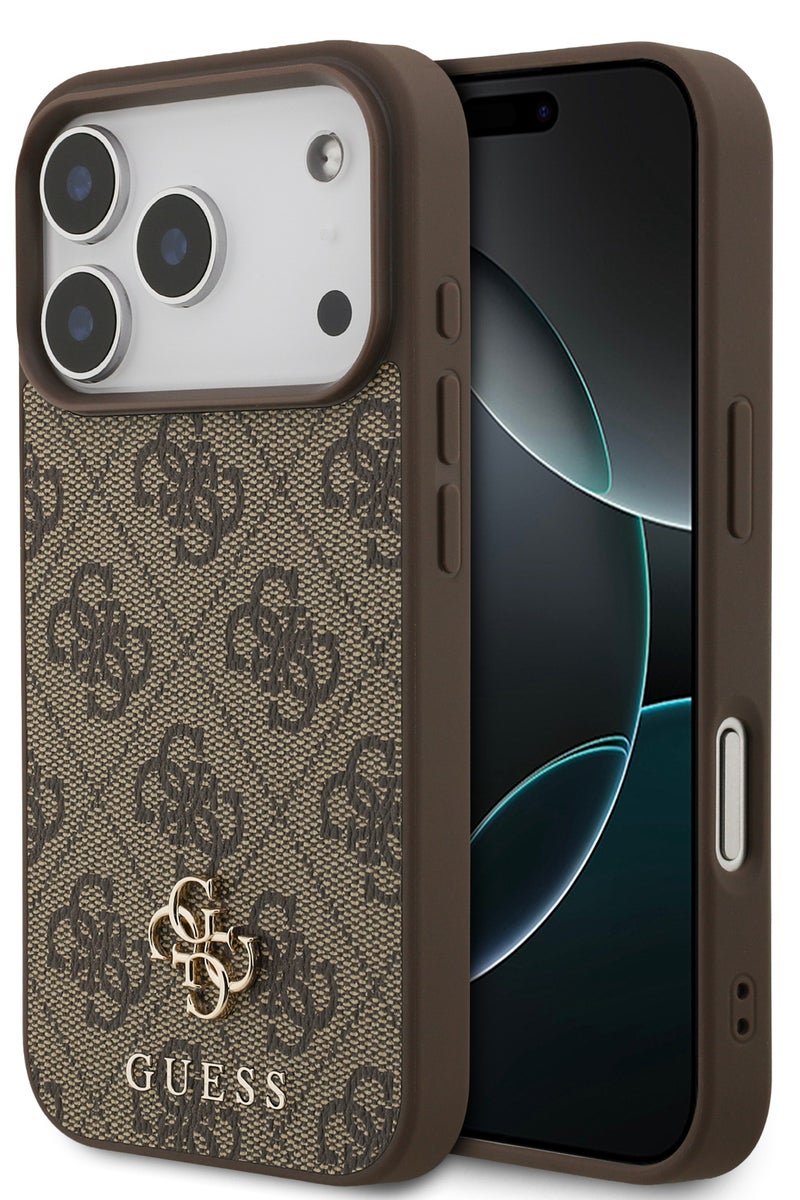 GUESS iPhone 17 Pro MagSafe Case 4G PU Leather With Small 4G & Classic Metal Logo / Magsafe Compatible / Ultra Slim / lightweight design / Easy Installation - Brown - Image 2