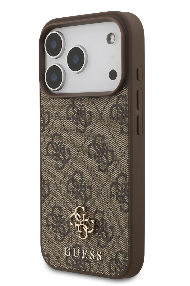 GUESS iPhone 17 Pro MagSafe Case 4G PU Leather With Small 4G & Classic Metal Logo / Magsafe Compatible / Ultra Slim / lightweight design / Easy Installation - Brown - Image 3