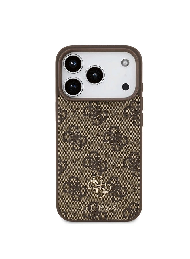 GUESS iPhone 17 Pro MagSafe Case 4G PU Leather With Small 4G & Classic Metal Logo / Magsafe Compatible / Ultra Slim / lightweight design / Easy Installation - Brown - Image 1