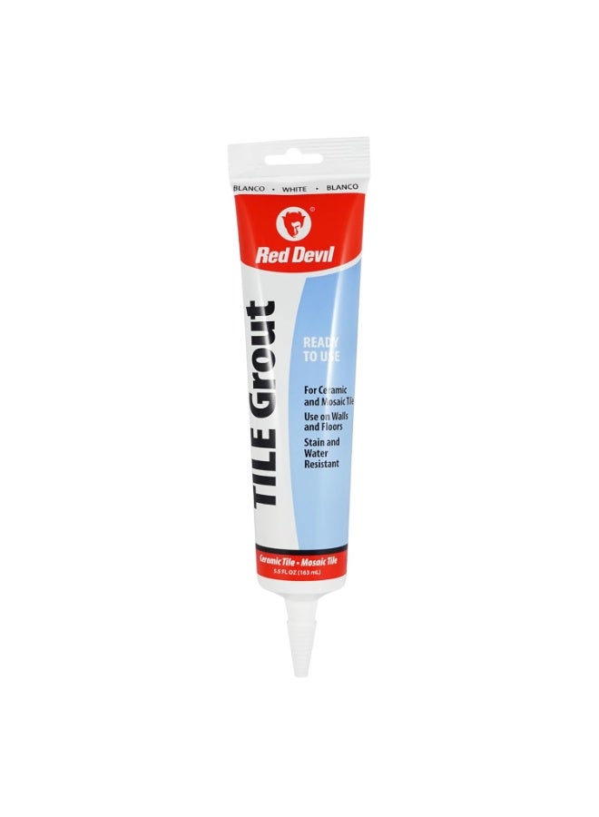 Red Devil 0425 Pre-Mixed Tile Grout Squeeze Tube, 5.5 oz, White - Image 1