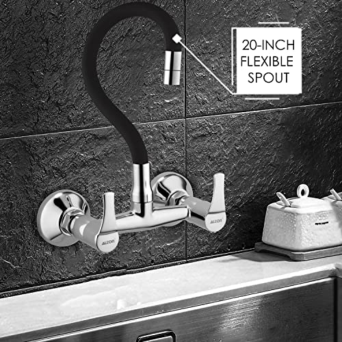 ALTON ESA9271 Brass Sink Mixer with Flexible Swivel Spout, Black & Chrome Finish (Single Flow) - Image 5