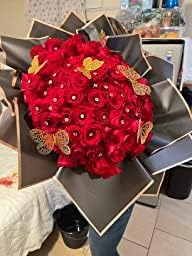 XIAOHONG 20 Sheets Gold border Black Flower Wrapping Paper Waterproof Floral Wrapping Paper Florist Bouquet Wrapping PaperDIY Crafts Gift Box Packaging Fresh Flower Packaging Materials 228x228Inch - Image 5