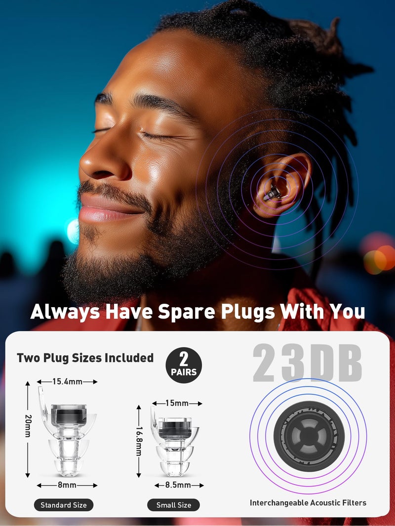Hearprotek Concert Ear Plugs, 2Pairs Reusable high Fidelity Musician Ear Plugs for Concerts Loud Music-Noise Reduction Ear Protection earplugs for Rave,Festival,Music,Tinnitus Relief - Image 3