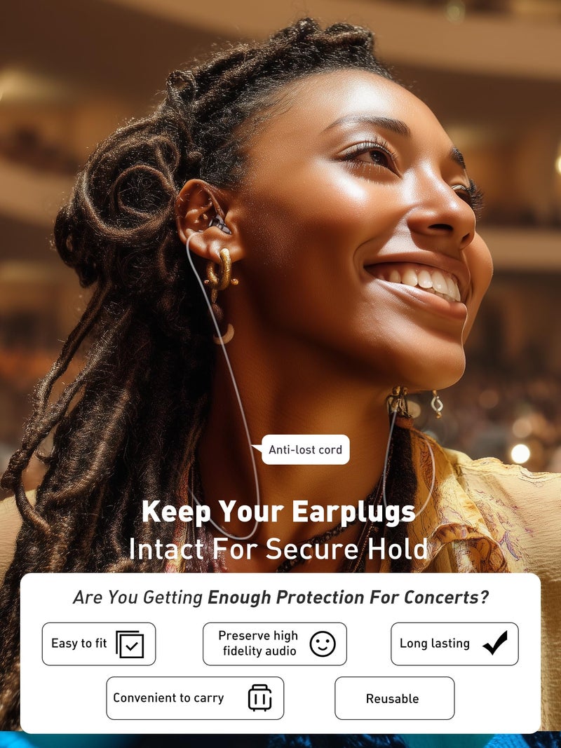 Hearprotek Concert Ear Plugs, 2Pairs Reusable high Fidelity Musician Ear Plugs for Concerts Loud Music-Noise Reduction Ear Protection earplugs for Rave,Festival,Music,Tinnitus Relief - Image 5