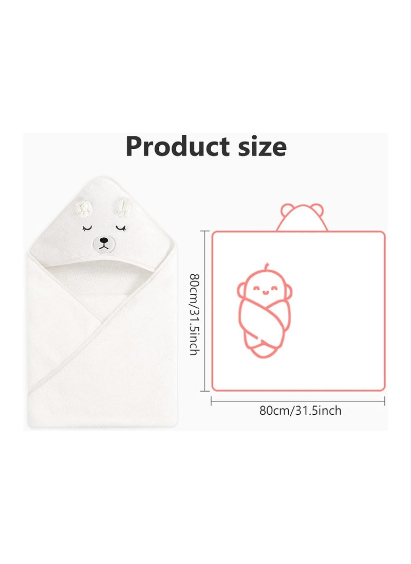 RATSAW - Baby Bath Blanket Hooded Baby Towel 80x80cm Large Baby Bath Towel Absorbent Soft Baby Bath Blanket Cute Cartoon Animal Baby Towel for Boy Girl Baby - Image 1