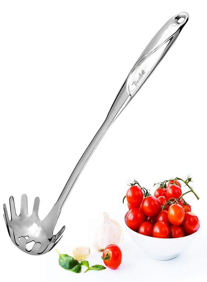 BAERFO Kitchen 304 Stainless Steel Spaghetti Server – 12" Pasta Fork with Draining Holes & Anti-Slip Teeth – Rust-Resistant Noodle Ladle – Dishwasher Safe Kitchen Utensil for Everyday Use - Image 1