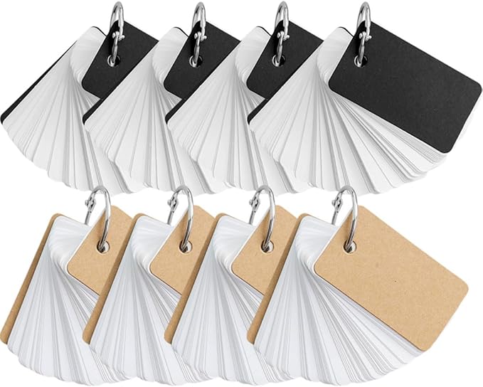 8Pcs Blank Flash Cards Set 7X4CM Portable Memory Ring For English Words Learning - Image 1