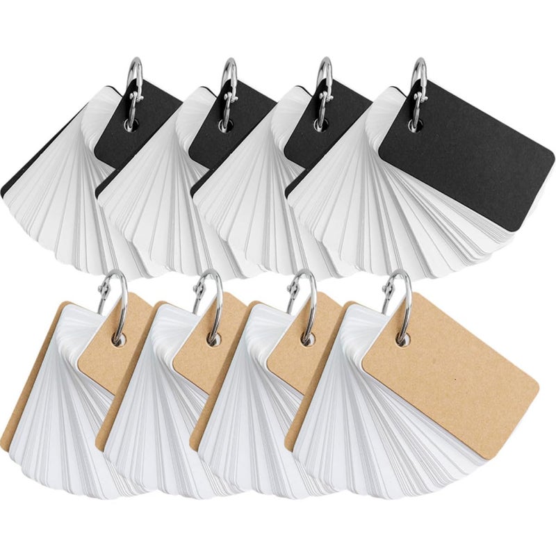 8Pcs Blank Flash Cards Set 7X4CM Portable Memory Ring For English Words Learning - Image 2