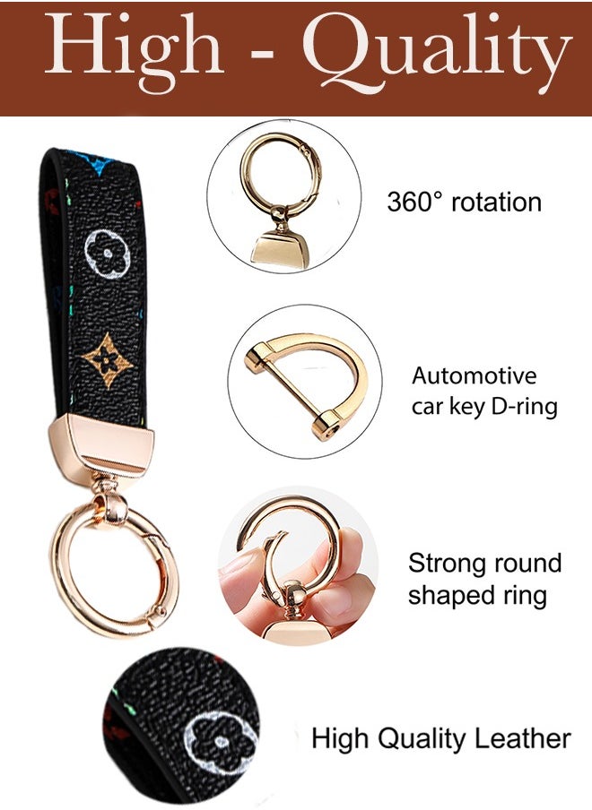 KeyAmor - Black keychain with elegant fluffy fur for women A great option as a gift Plaid leather and golden metal keychain includes matching accessories - Image 1