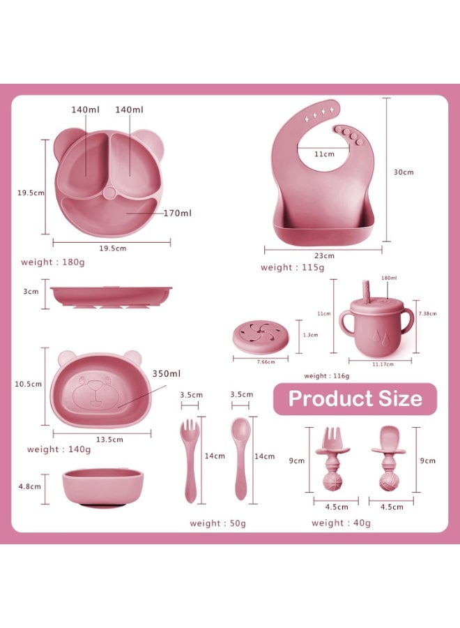 Bukela Baby Feeding Set, 8 Pcs Baby Tableware Set, Food grade Silicone Squirrel Baby Cutlery and Plates Set, Non-Slip Infant Dinnerware Set, Baby Self Feeding Utensils - Image 2