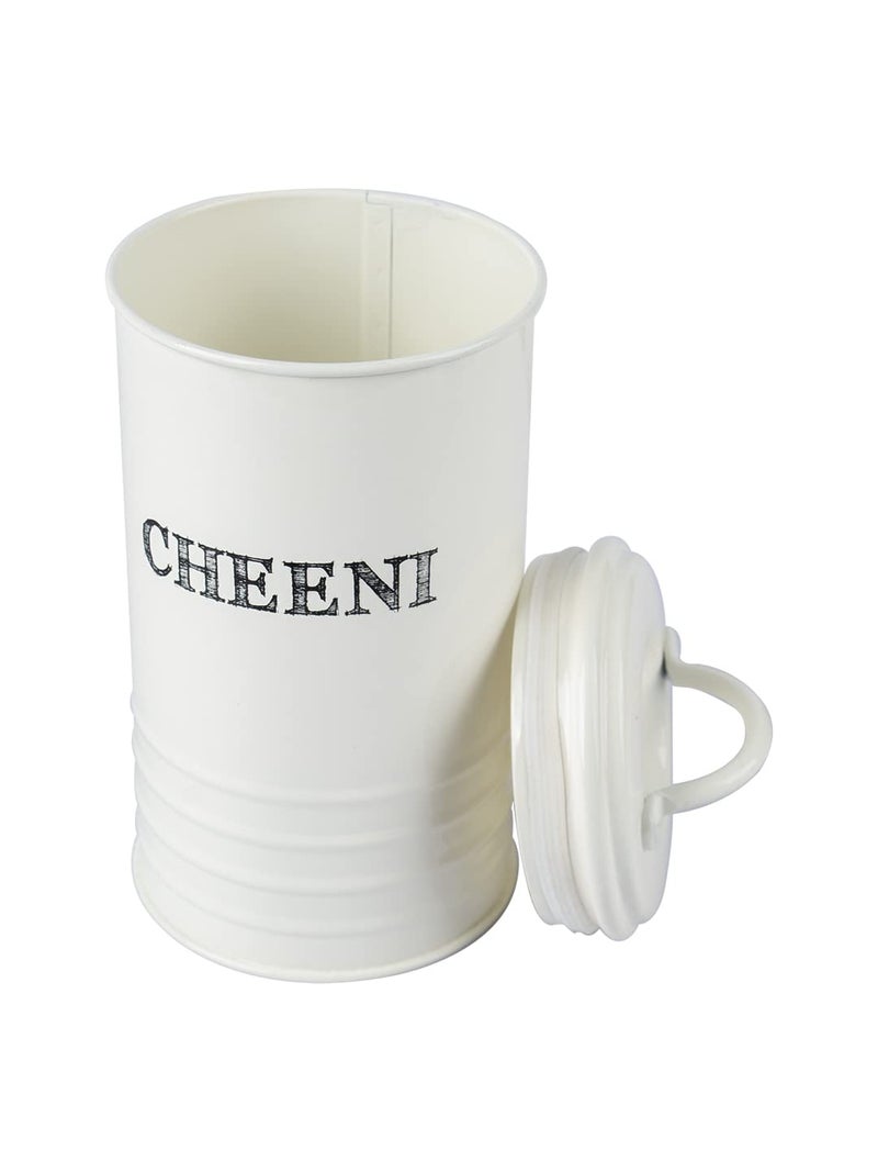 MARKET 99 Market99 Mild Steel Chini Storage Jar 1200ml Air Tight Containers for Kitchen Storage White Cylindrical Conister MultiPurpose Organizer Item Strong and LongLasting - Image 4