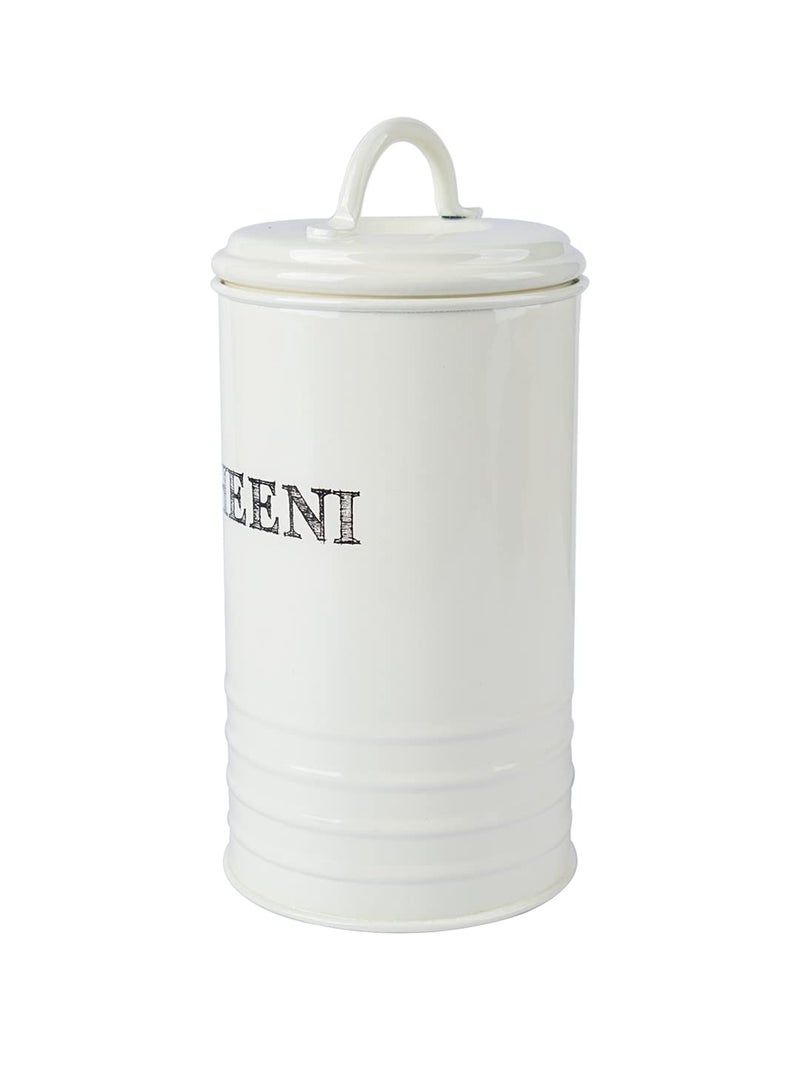 MARKET 99 Market99 Mild Steel Chini Storage Jar 1200ml Air Tight Containers for Kitchen Storage White Cylindrical Conister MultiPurpose Organizer Item Strong and LongLasting - Image 3