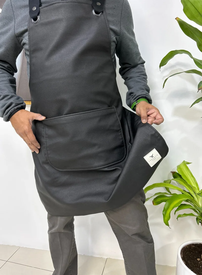 Yako & Co Vegan (Grained Leather Look)  Apron - Black Barley (Portugal)
