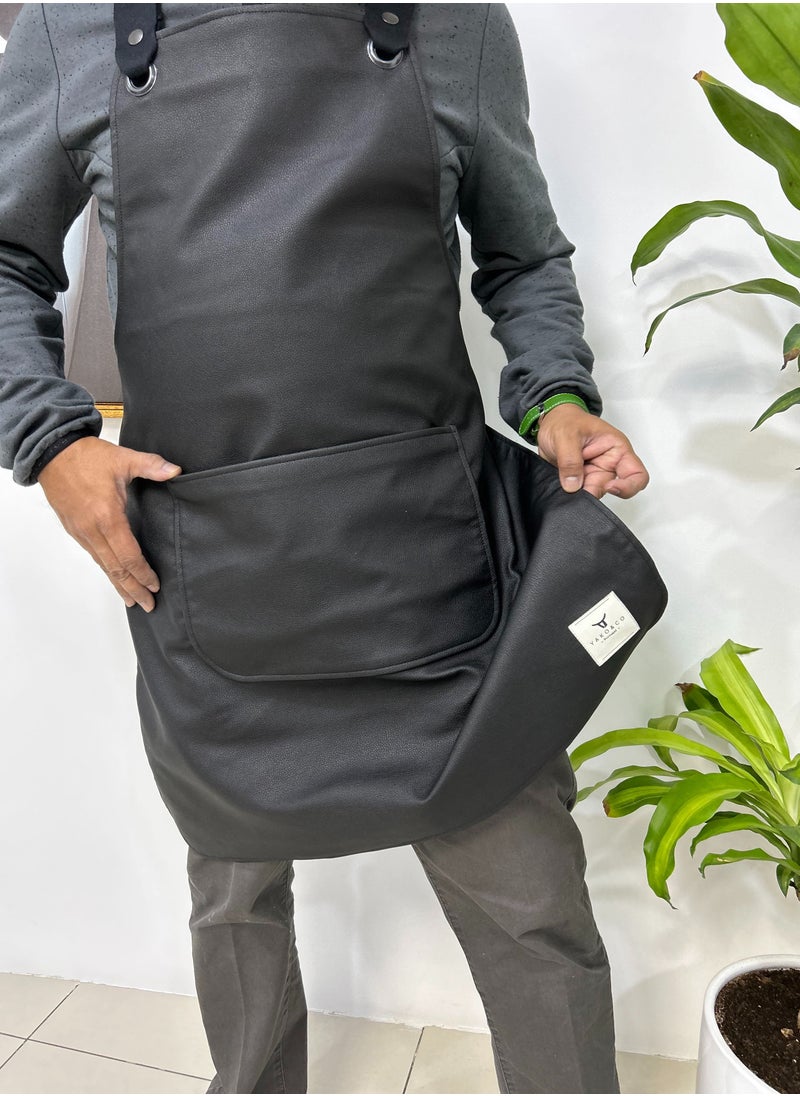 Yako & Co Vegan (Grained Leather Look)  Apron - Black Barley (Portugal)  - Image 5