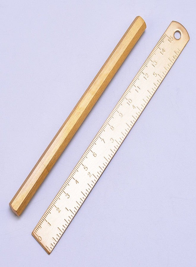 EKLOEN EDC Pocket Six-Edge Solid Brass Signature Ballpoint Pen with Centimetre Ruler - Image 2