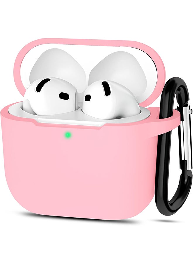 O Ozone For AirPods 4 Silicone Case Cover (2024) ,Full Body Protective Shock-Resistant Silicone Case Cover With Carabiner For Men & Women - Pink  - Image 1