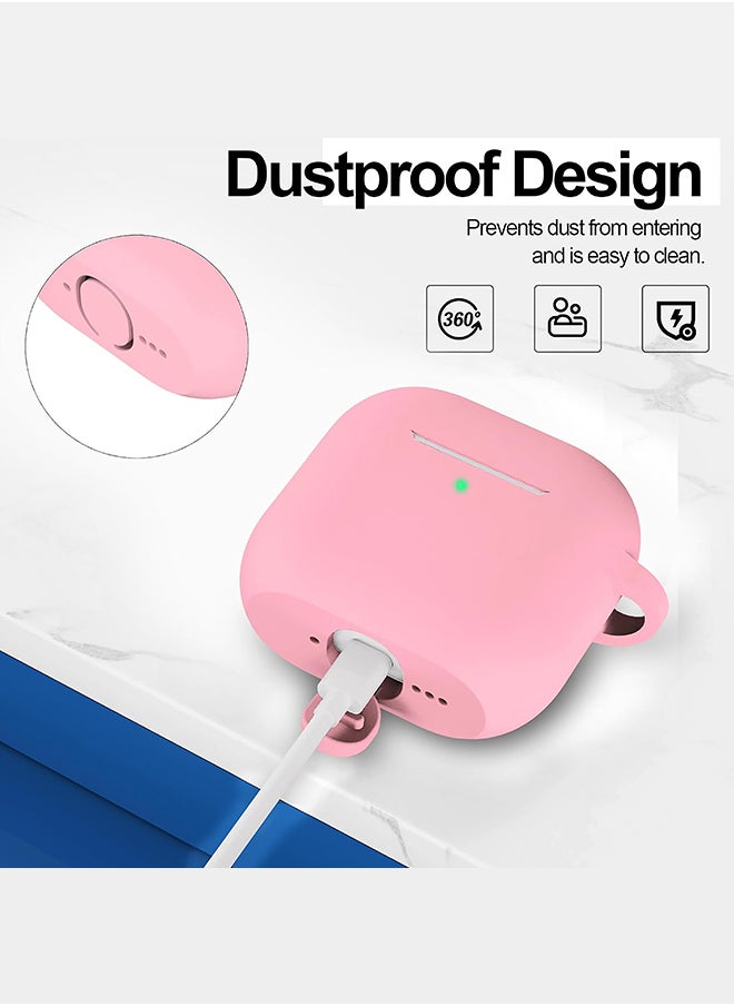 O Ozone For AirPods 4 Silicone Case Cover (2024) ,Full Body Protective Shock-Resistant Silicone Case Cover With Carabiner For Men & Women - Pink  - Image 5