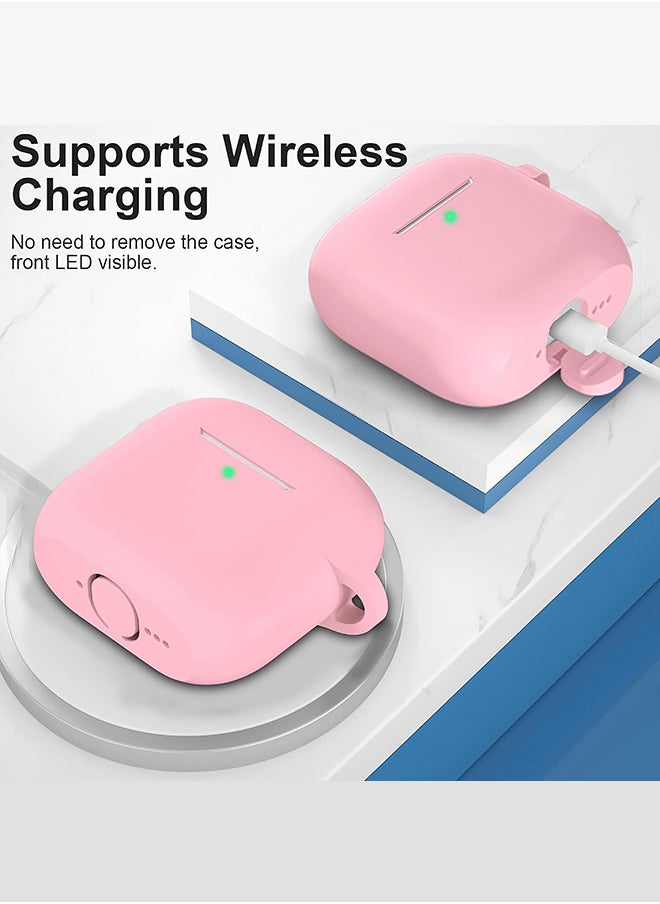 O Ozone For AirPods 4 Silicone Case Cover (2024) ,Full Body Protective Shock-Resistant Silicone Case Cover With Carabiner For Men & Women - Pink  - Image 4