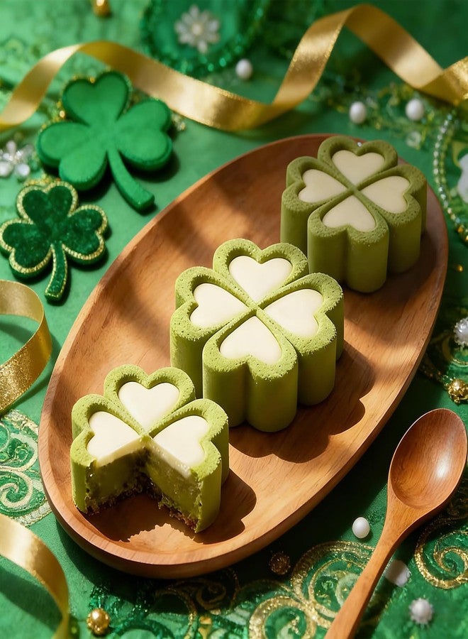 Fchil 6-Cavity Four-Leaf Clover Shape Silicone Molds for Mousse Cake Baking Chocolate Soap Crafts, 9.1 x 5.9 x 1.4 inches - Image 3