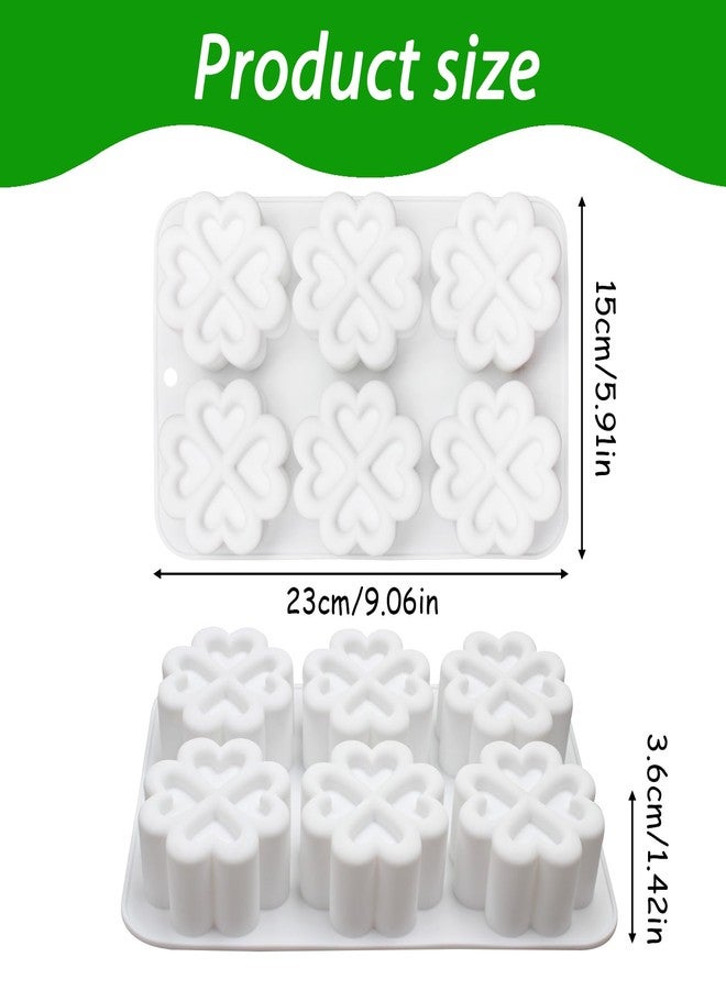 Fchil 6-Cavity Four-Leaf Clover Shape Silicone Molds for Mousse Cake Baking Chocolate Soap Crafts, 9.1 x 5.9 x 1.4 inches - Image 2