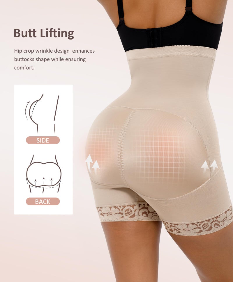 FeelinGirl Shapewear Tummy Control Butt Lfting Shapewear Shorts Fajas Moldeadoras de Cintura y Abdomen Body Shaper Beige L - Image 3