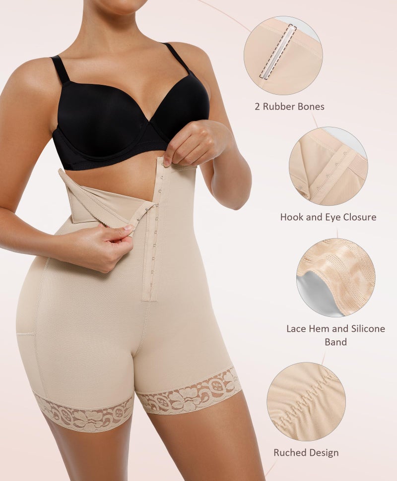 FeelinGirl Shapewear Tummy Control Butt Lfting Shapewear Shorts Fajas Moldeadoras de Cintura y Abdomen Body Shaper Beige L - Image 4