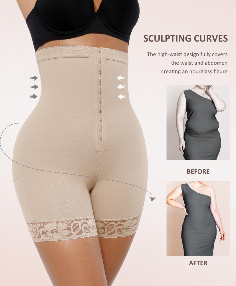 FeelinGirl Shapewear Tummy Control Butt Lfting Shapewear Shorts Fajas Moldeadoras de Cintura y Abdomen Body Shaper Beige L - Image 2