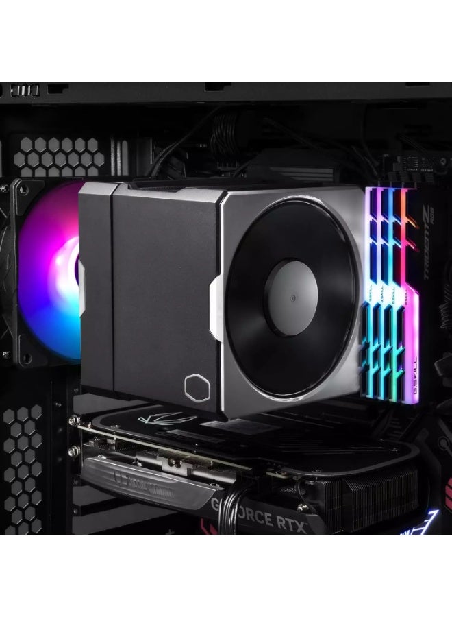 كولر ماستر مبرد الهواء Hyper 612 Apex – 6 أنابيب حرارية فائقة التوصيل (TDP 260W)، 2 × 120P مراوح 120mm Mobius، مبرد مدمج، بدون تداخل مع الذاكرة – متوافق مع مقبس AMD و Intel - Image 5