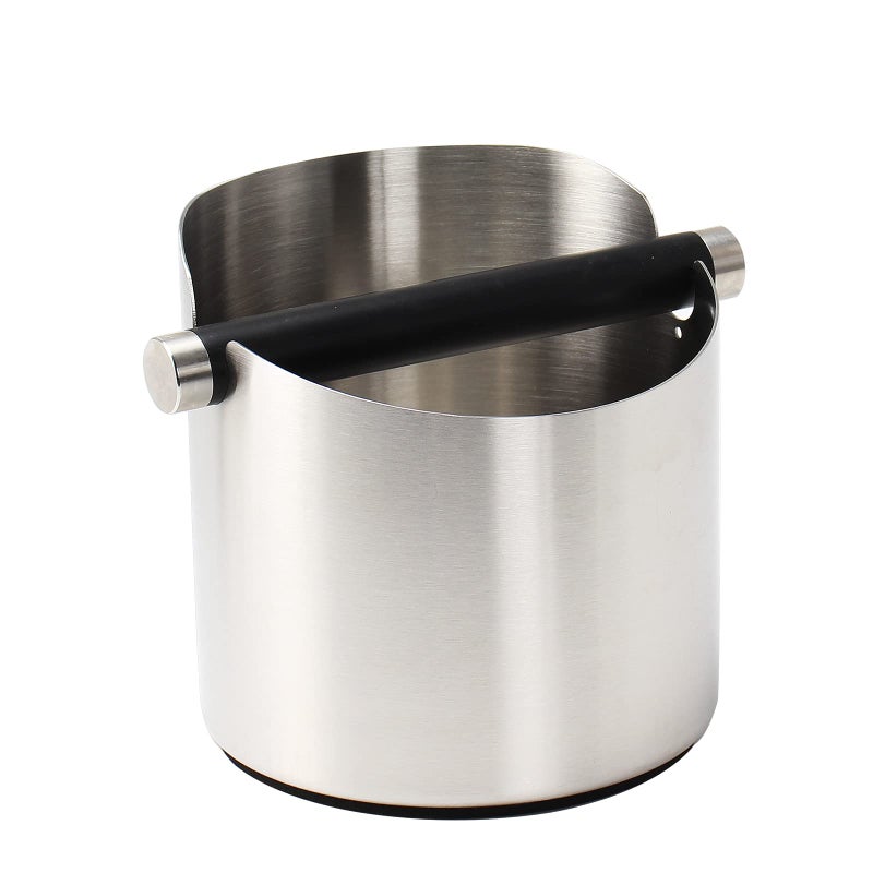DIBTSA Coffee Knock Box Espresso Knock Box Stainless Steel Espresso Machine Accessories with Removable Knock Bar and NonSlip Base Coffee Grounds Container Bin Large Silver