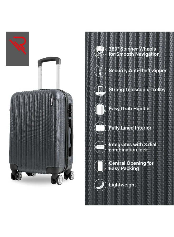 Reflection  Reflection ABS Cabin Luggage Airline Approved, Lightweight 20 Inch Luggage- 360° Silent Wheels, ABS Hard Suitcase Trolley, Spinner Wheels, Travel Luggage  (20-Inch , D.Grey)  | Best Price UAE