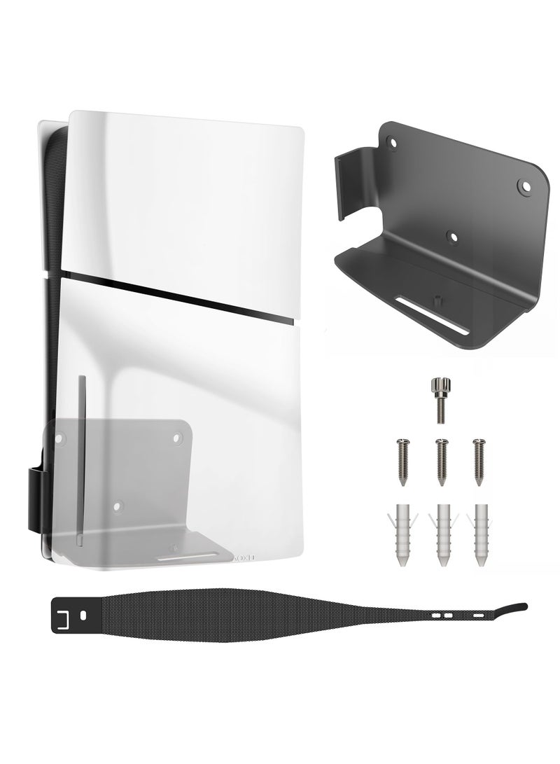 KASTWAVE PS5 Slim Wall Mount Kit, Upgrade 2 In 1 Aluminum Wall Mount Bracket, with PS5 Console Dust Cover Net, Compatible with PS5 and PS5 Slim Disc & Digital Version, Black - Image 1