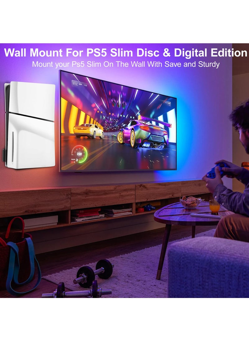 KASTWAVE PS5 Slim Wall Mount Kit, Upgrade 2 In 1 Aluminum Wall Mount Bracket, with PS5 Console Dust Cover Net, Compatible with PS5 and PS5 Slim Disc & Digital Version, Black - Image 5
