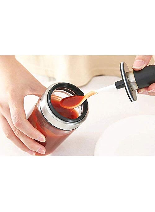 STAR WORK - Star Work- 250Ml Glass Seasoning Container Oil/Honey Dispenser Bottle Kitchen Castor Stainless Steel Seasoning Bottle Kitchen Product (Oil Brush) - Pack Of 1 - Clear - Image 1